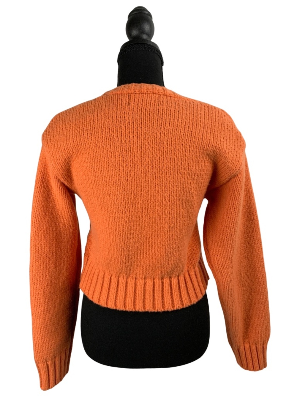 CIDER Chunky Cable Knit V-Neck Cropped Cardigan Muted Orange L Fall Cottagecore - Picture 4 of 5